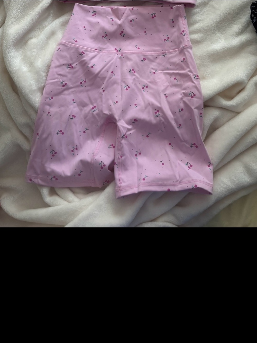 High-Waist Pink Cherry-Print Bike Shorts